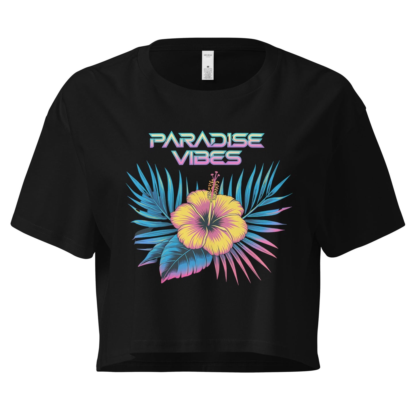 Women's Crop Top with Tropical Flower Design - "Paradise Vibes" - Soft and Stylish - Sublimegifts4u.com