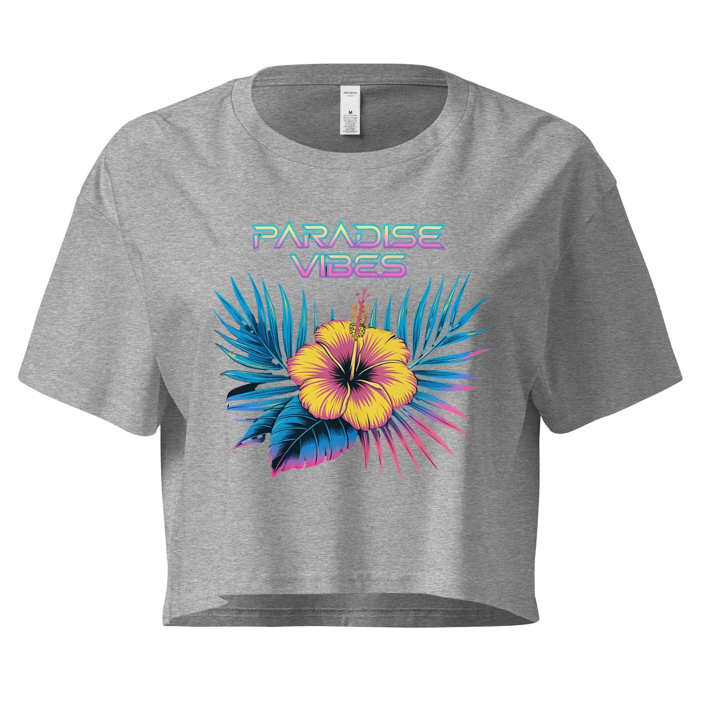 Women's Crop Top with Tropical Flower Design - "Paradise Vibes" - Soft and Stylish - Sublimegifts4u.com