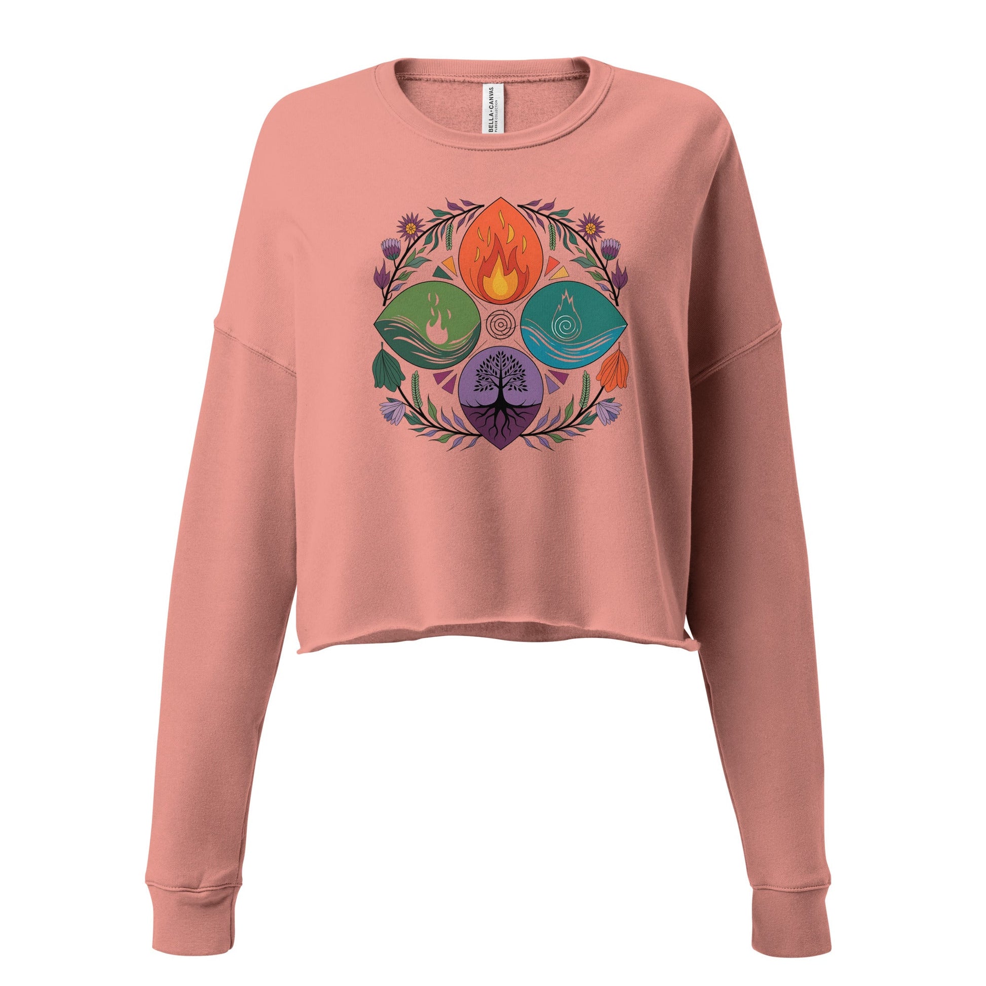 Women's Cropped Sweatshirt with Wiccan Symbol | Boho Gothic Fleece Top - Sublimegifts4u.com