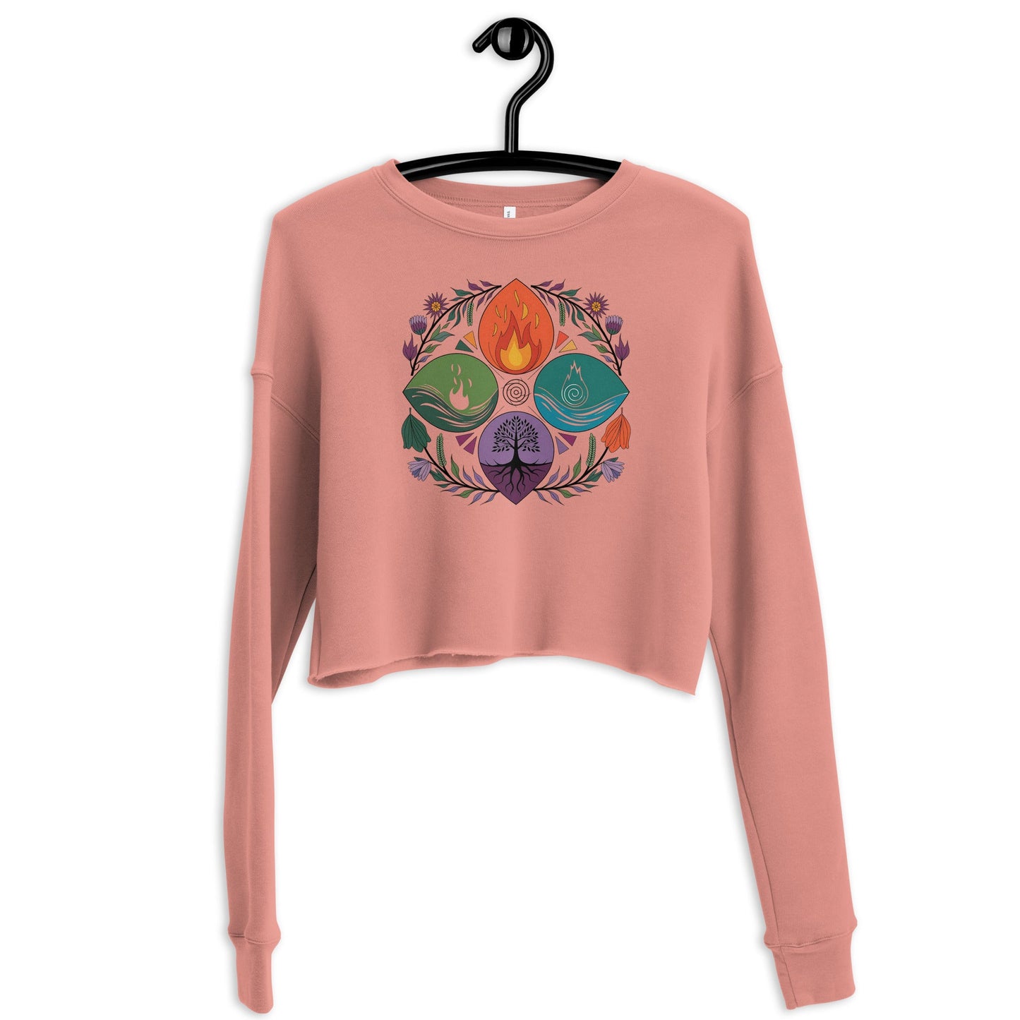 Women's Cropped Sweatshirt with Wiccan Symbol | Boho Gothic Fleece Top - Sublimegifts4u.com