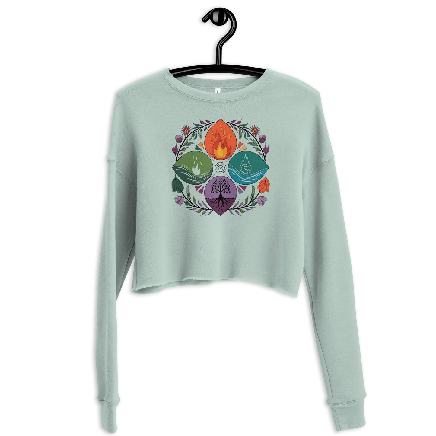 Women's Cropped Sweatshirt with Wiccan Symbol | Boho Gothic Fleece Top - Sublimegifts4u.com