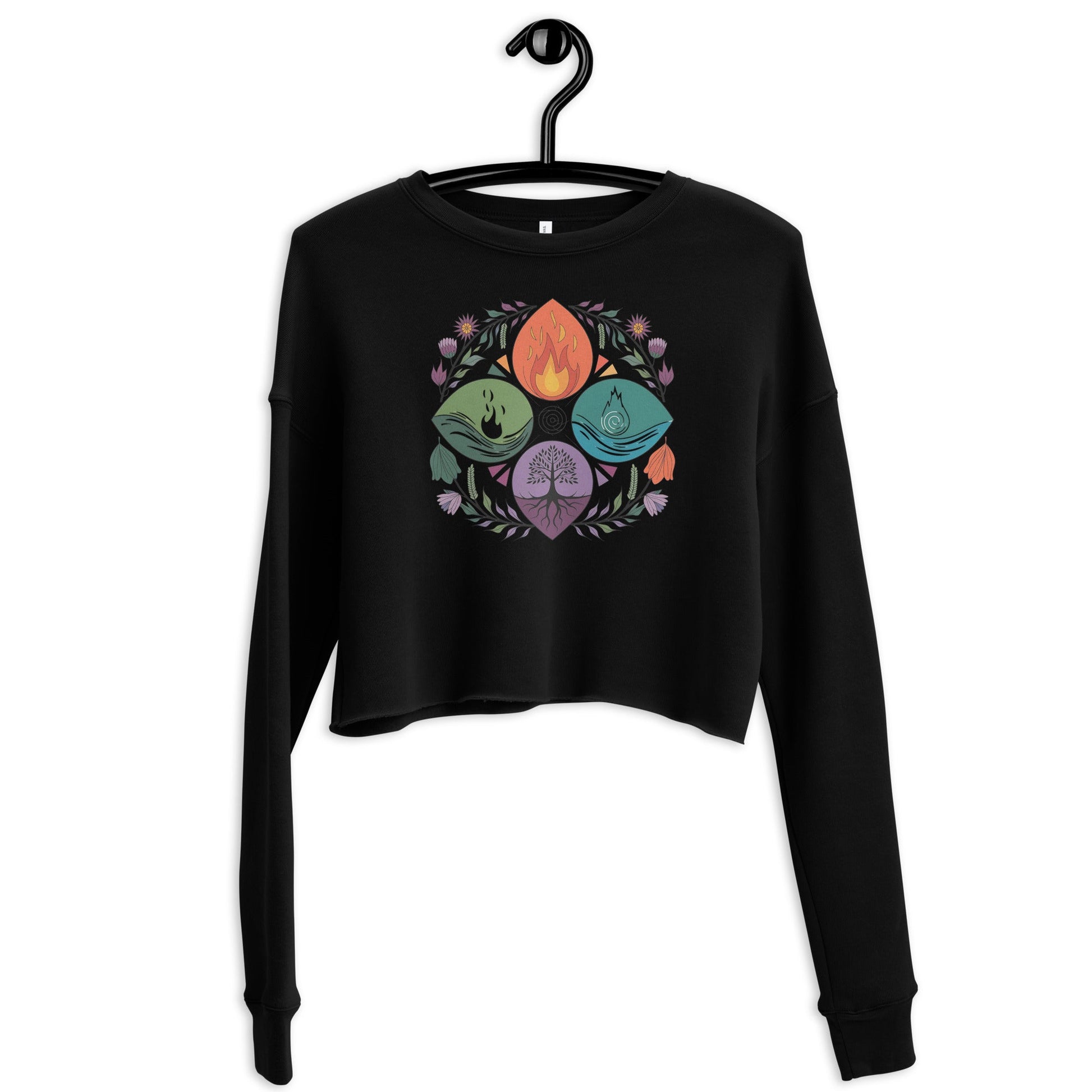 Women's Cropped Sweatshirt with Wiccan Symbol | Boho Gothic Fleece Top - Sublimegifts4u.com