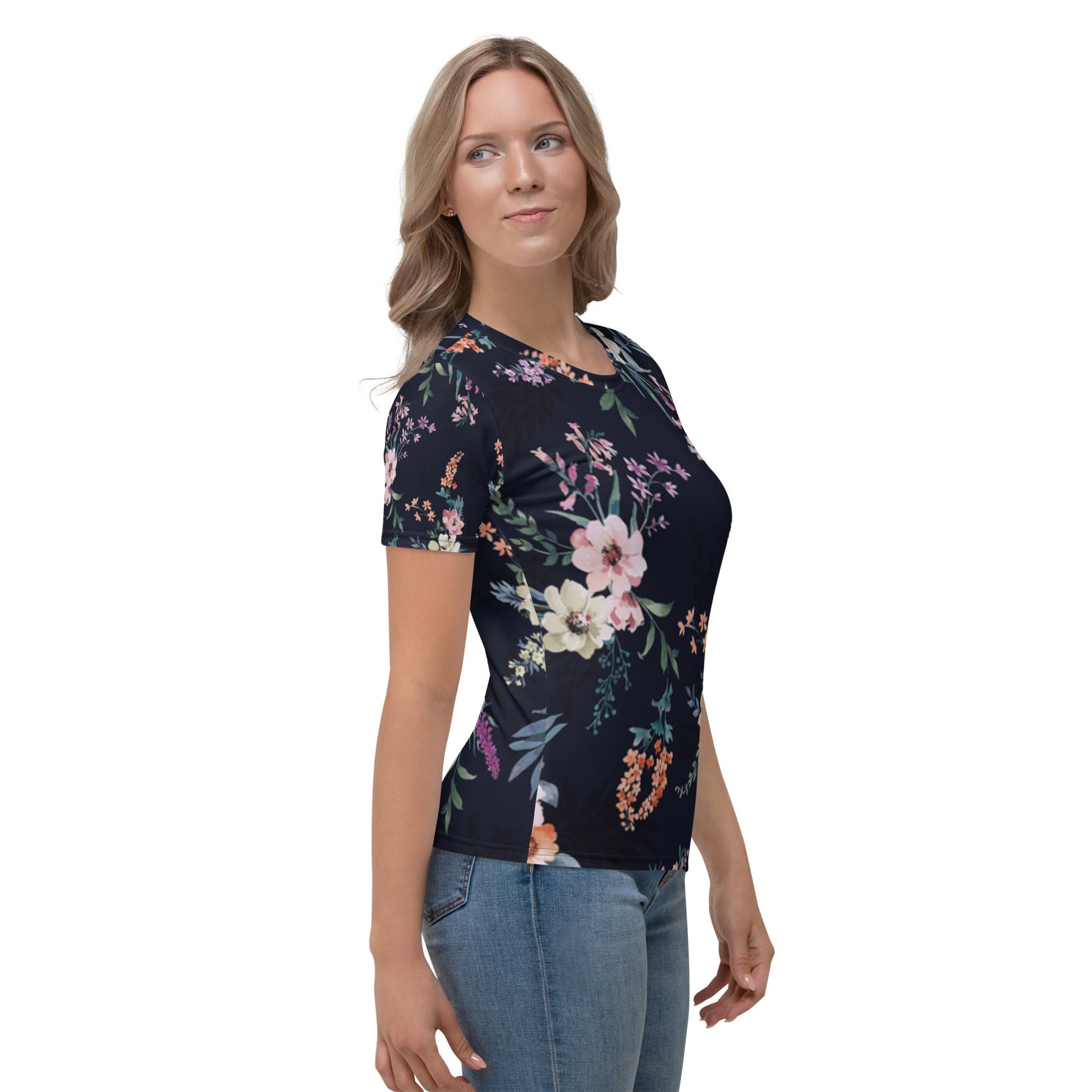 Women's Floral All - Over Print Tee - Soft & Comfortable - Sublimegifts4u.com