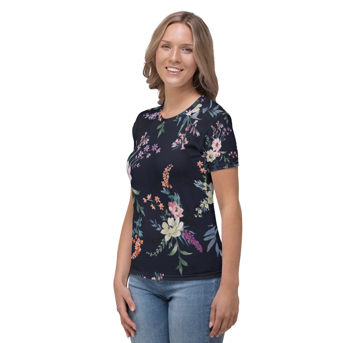 Women's Floral All - Over Print Tee - Soft & Comfortable - Sublimegifts4u.com