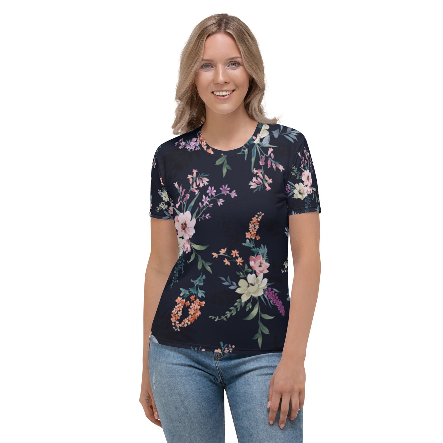 Women's Floral All - Over Print Tee - Soft & Comfortable - Sublimegifts4u.com