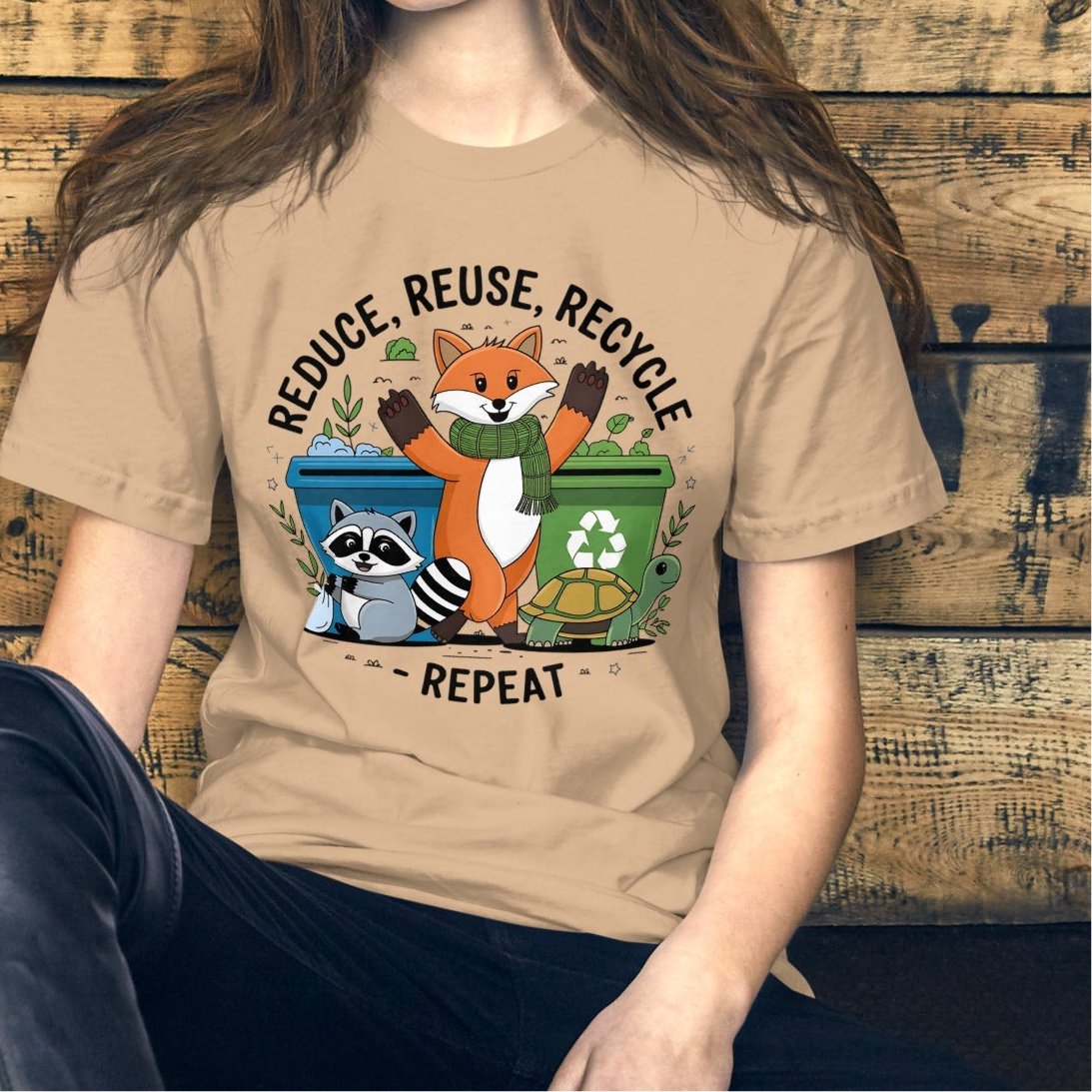 Women's Fox, Turtle & Raccoon Tee – Reduce, Reuse, Recycle - Sublimegifts4u.com