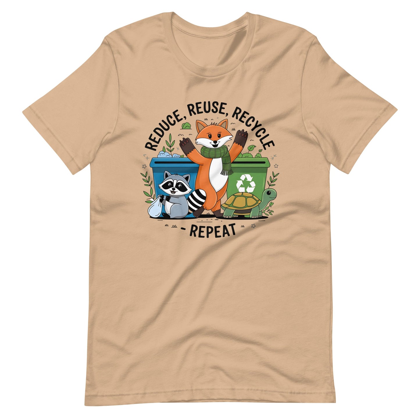 Women's Fox, Turtle & Raccoon Tee – Reduce, Reuse, Recycle - Sublimegifts4u.com