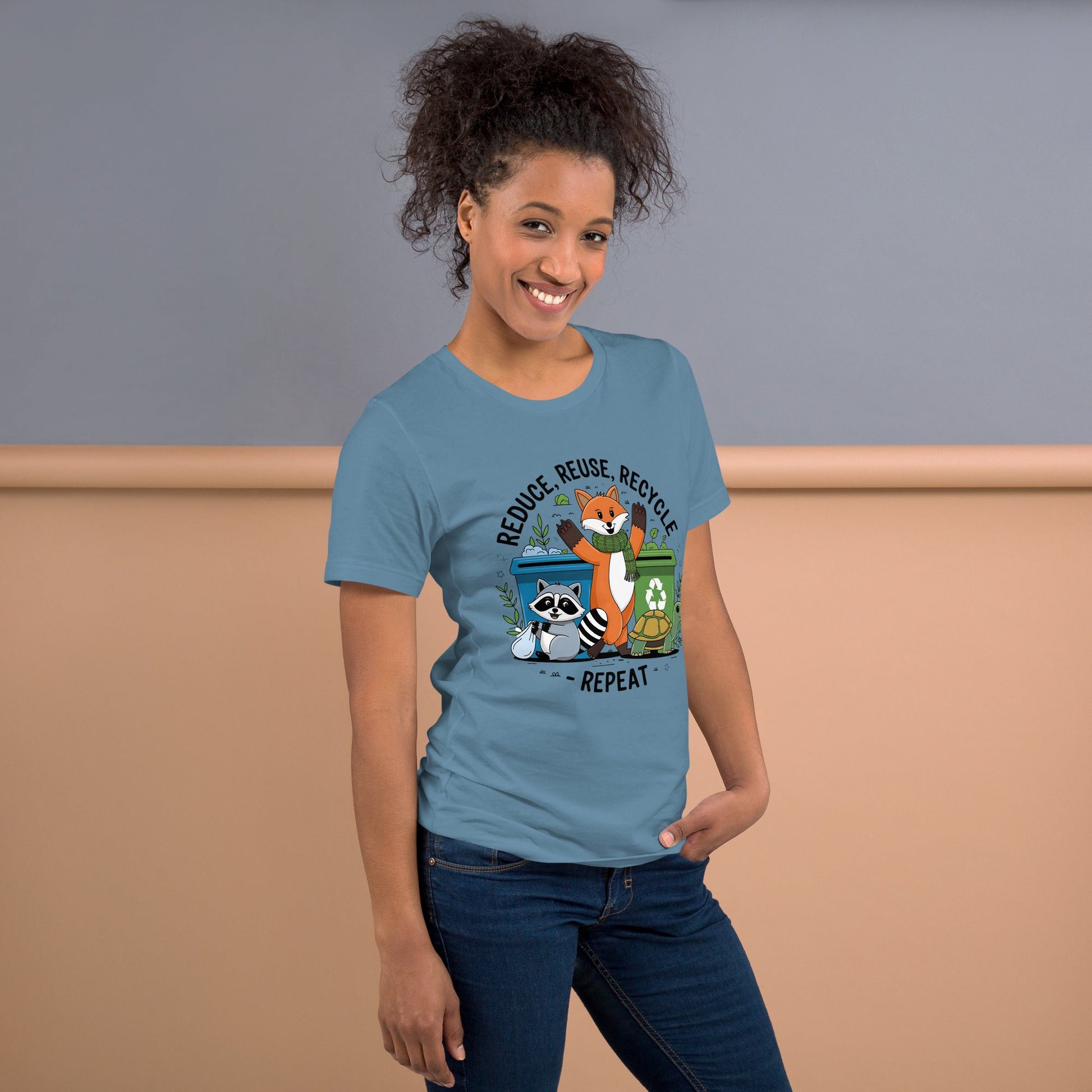 Women's Fox, Turtle & Raccoon Tee – Reduce, Reuse, Recycle - Sublimegifts4u.com