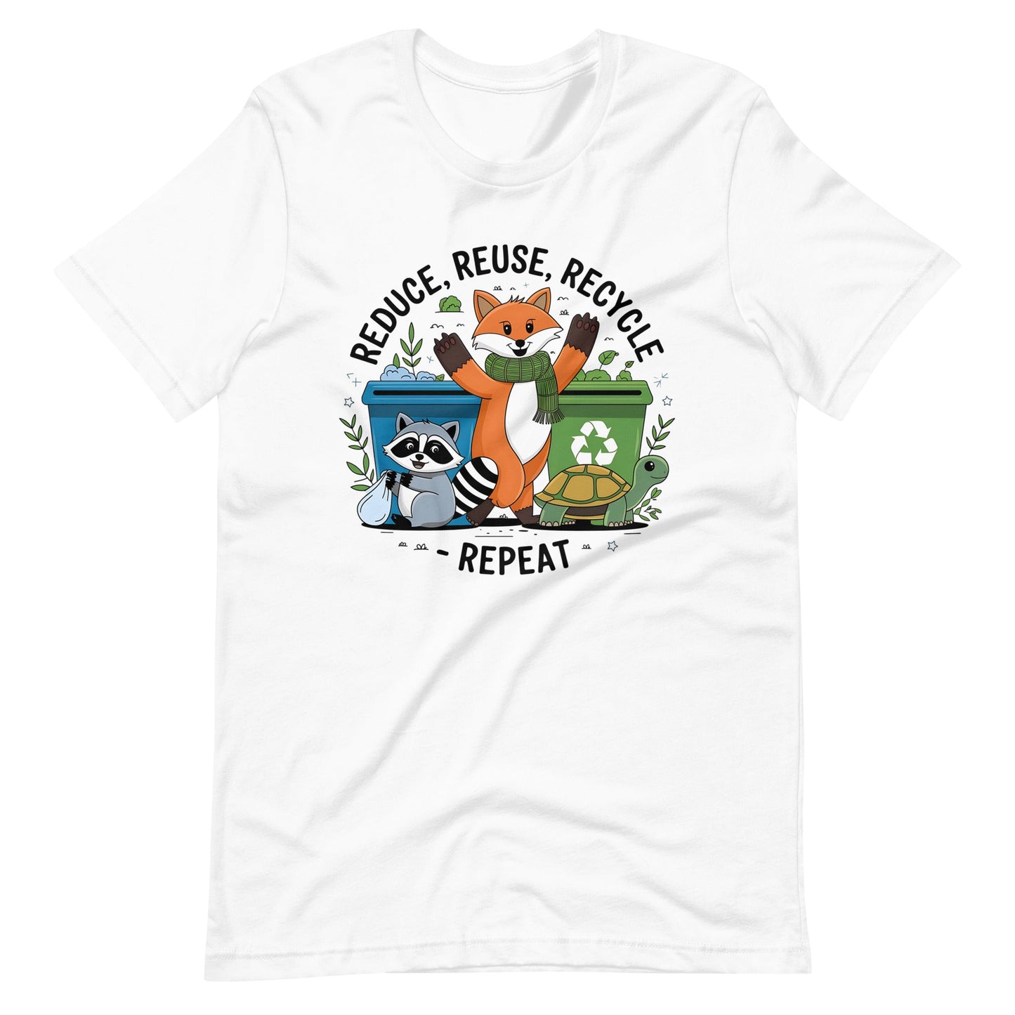 Women's Fox, Turtle & Raccoon Tee – Reduce, Reuse, Recycle - Sublimegifts4u.com