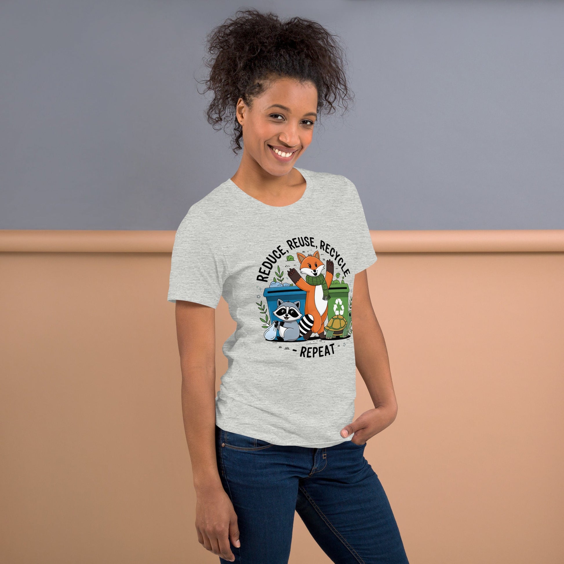 Women's Fox, Turtle & Raccoon Tee – Reduce, Reuse, Recycle - Sublimegifts4u.com