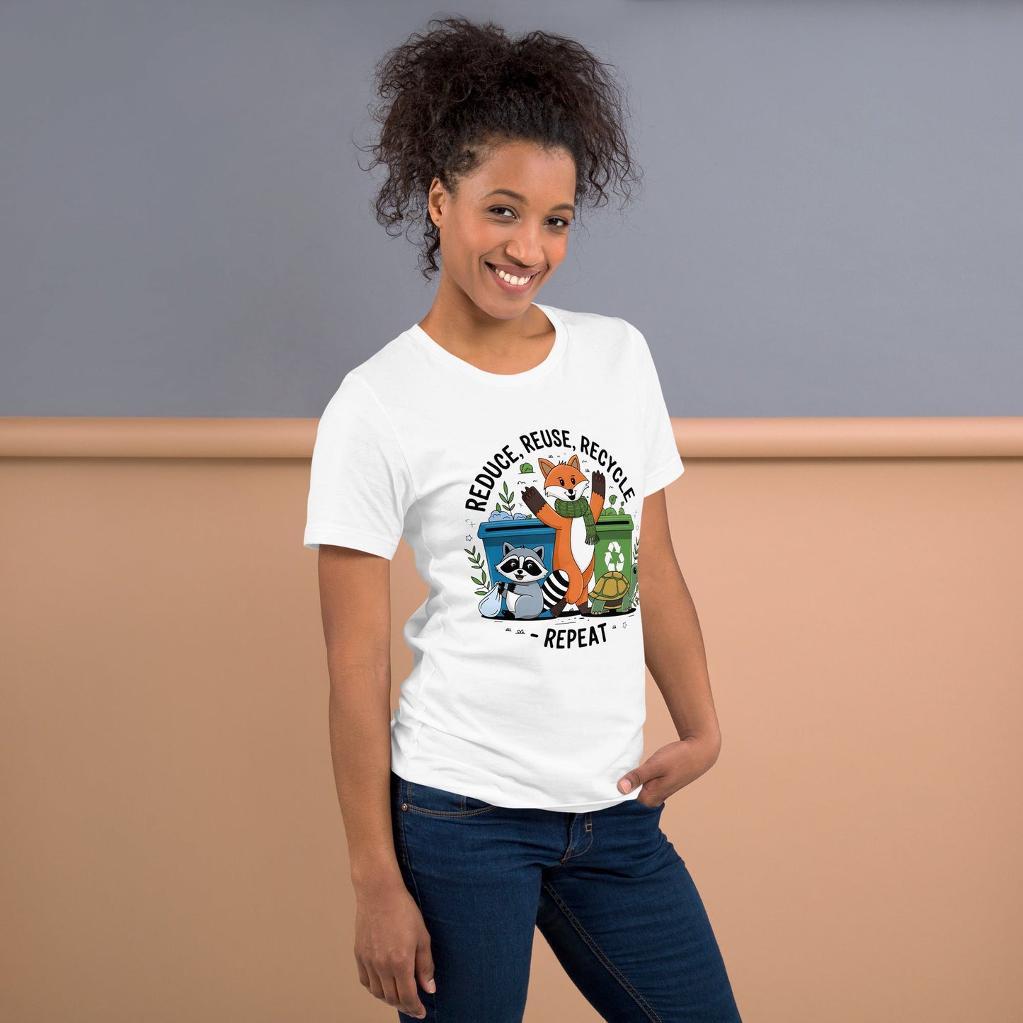 Women's Fox, Turtle & Raccoon Tee – Reduce, Reuse, Recycle - Sublimegifts4u.com