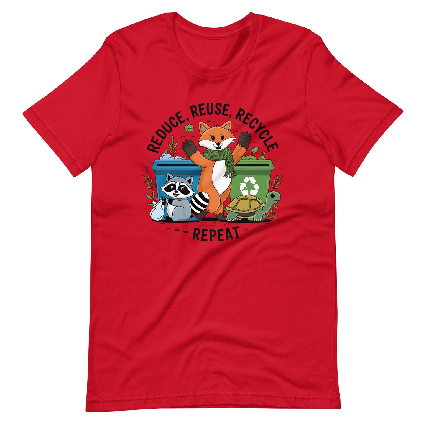 Women's Fox, Turtle & Raccoon Tee – Reduce, Reuse, Recycle - Sublimegifts4u.com