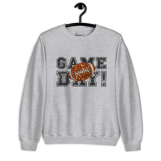 Women’s Game Day Sweatshirt | Glitter Football Design & ‘Touchdown’ Text | Classic Fit - Sublimegifts4u.com