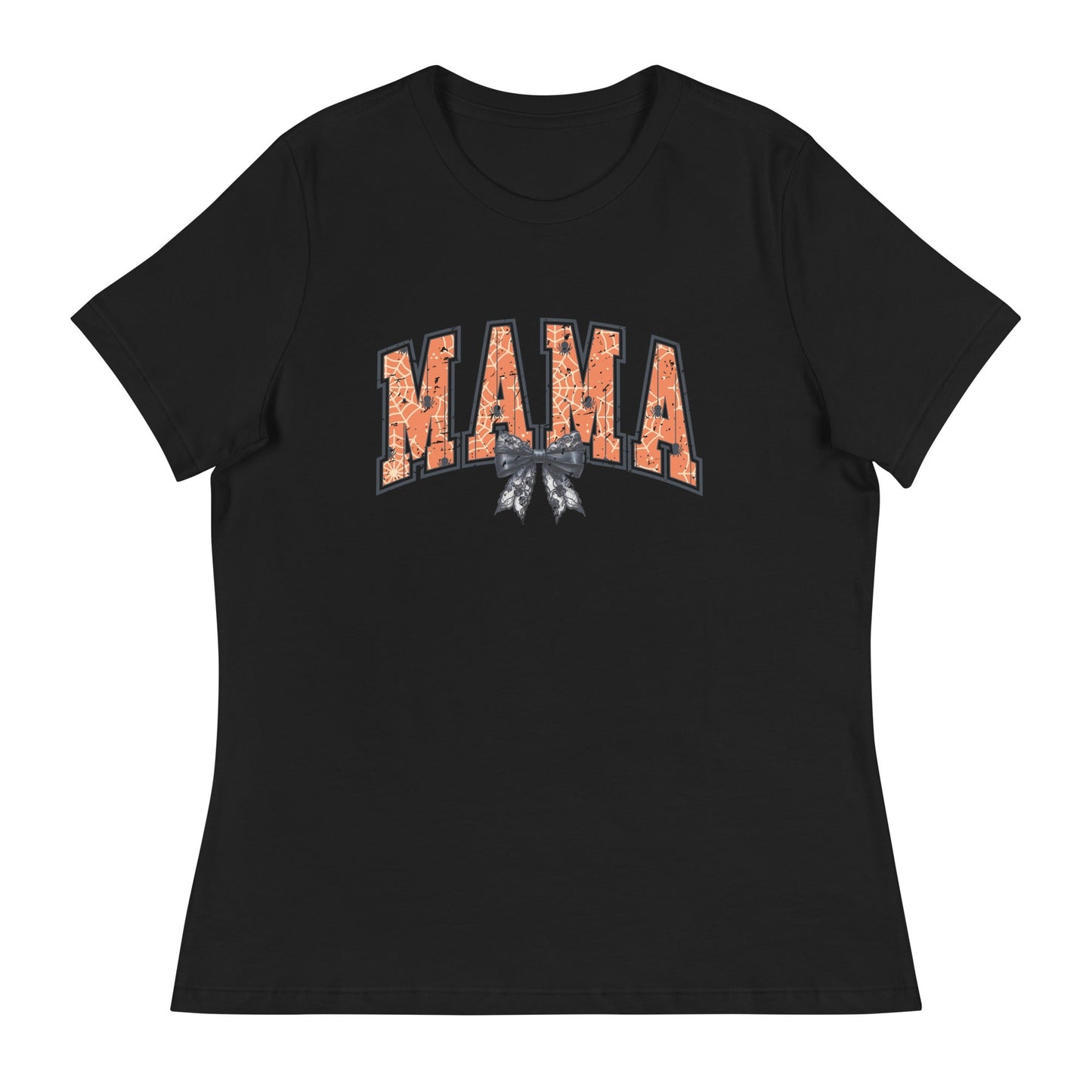 Womens Halloween T-Shirt: 'Mama' with Halloween Webs Design – Soft & Relaxed Fit - Sublimegifts4u.com