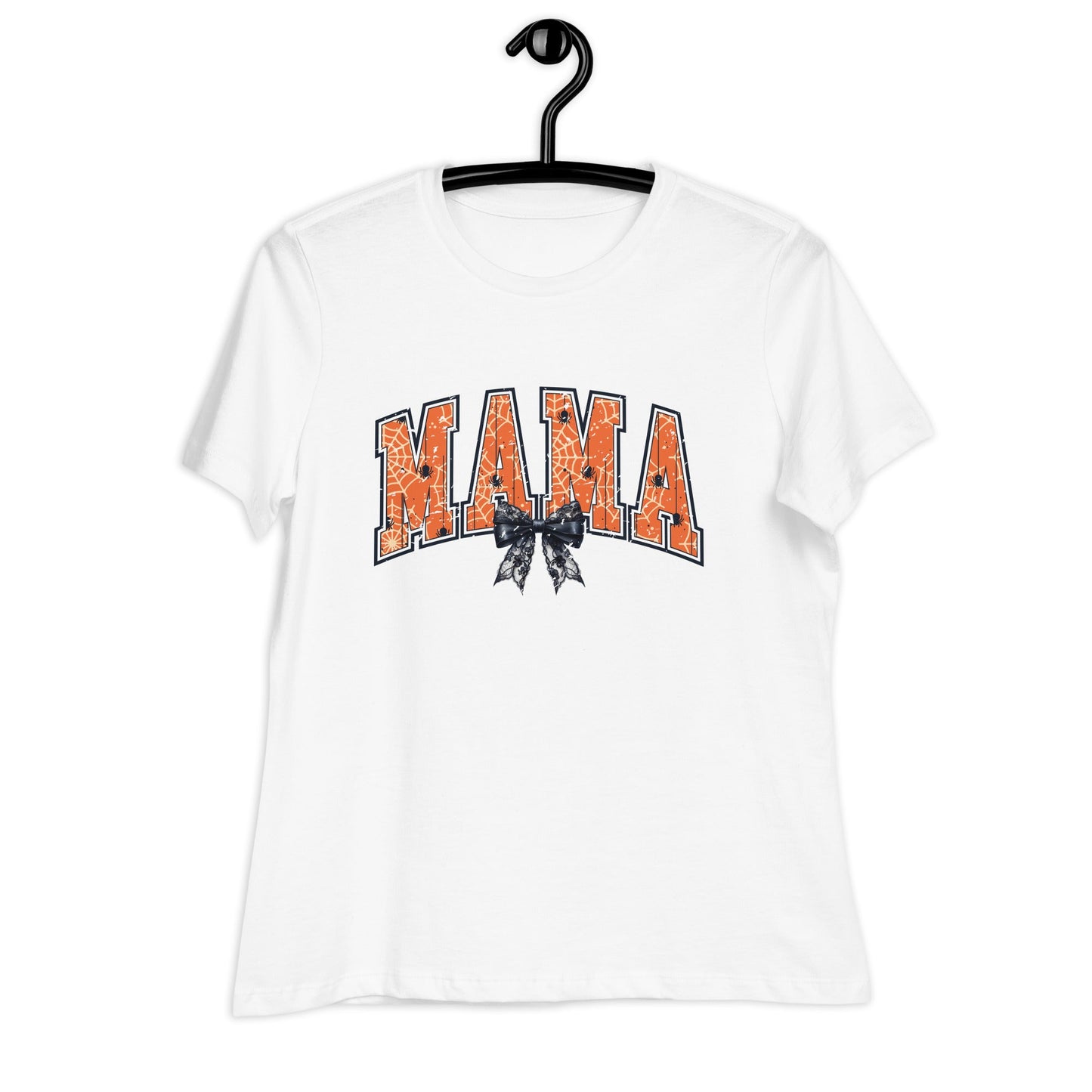 Womens Halloween T-Shirt: 'Mama' with Halloween Webs Design – Soft & Relaxed Fit - Sublimegifts4u.com