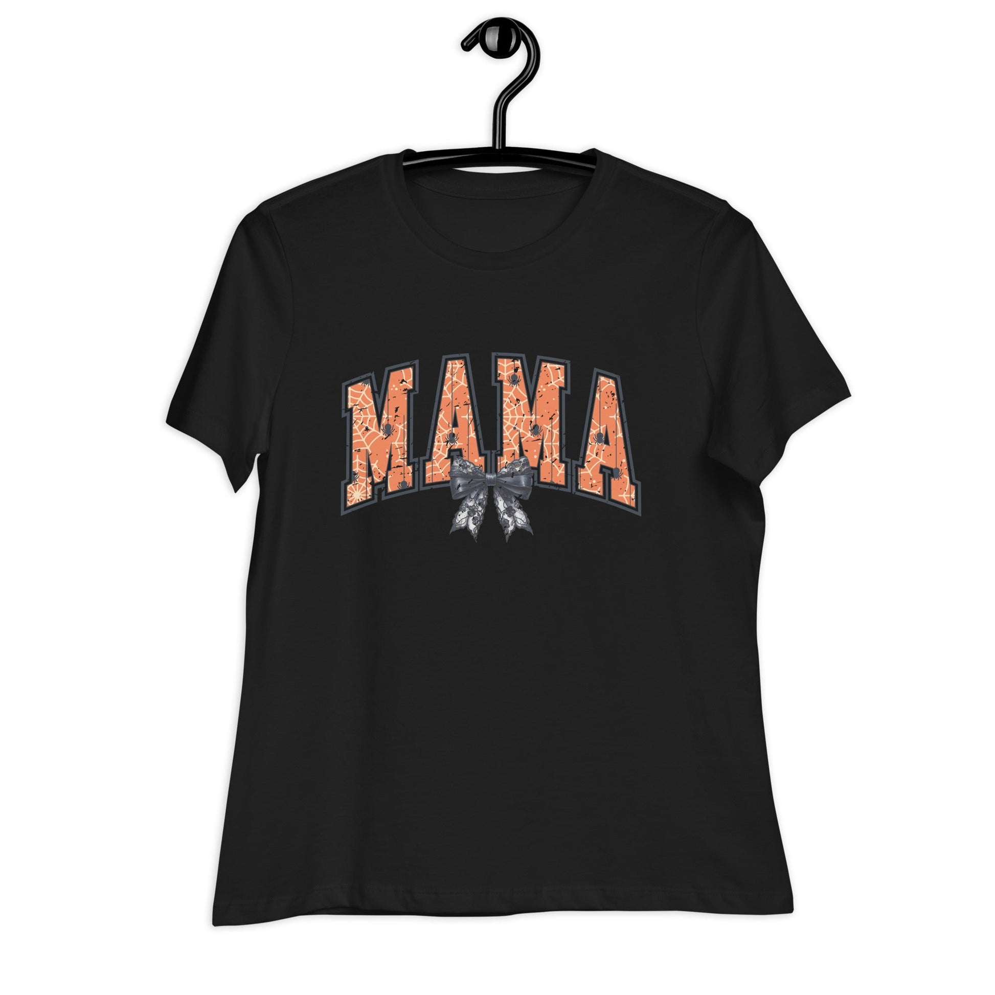 Womens Halloween T-Shirt: 'Mama' with Halloween Webs Design – Soft & Relaxed Fit - Sublimegifts4u.com