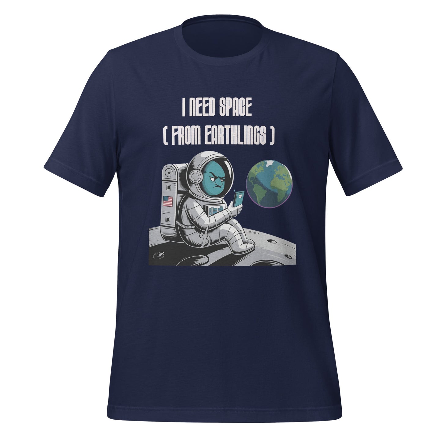 Women's I Need Space From Earthlings Tee – Fun Graphic with Guy on Planet – Soft & Lightweight - Sublimegifts4u.com