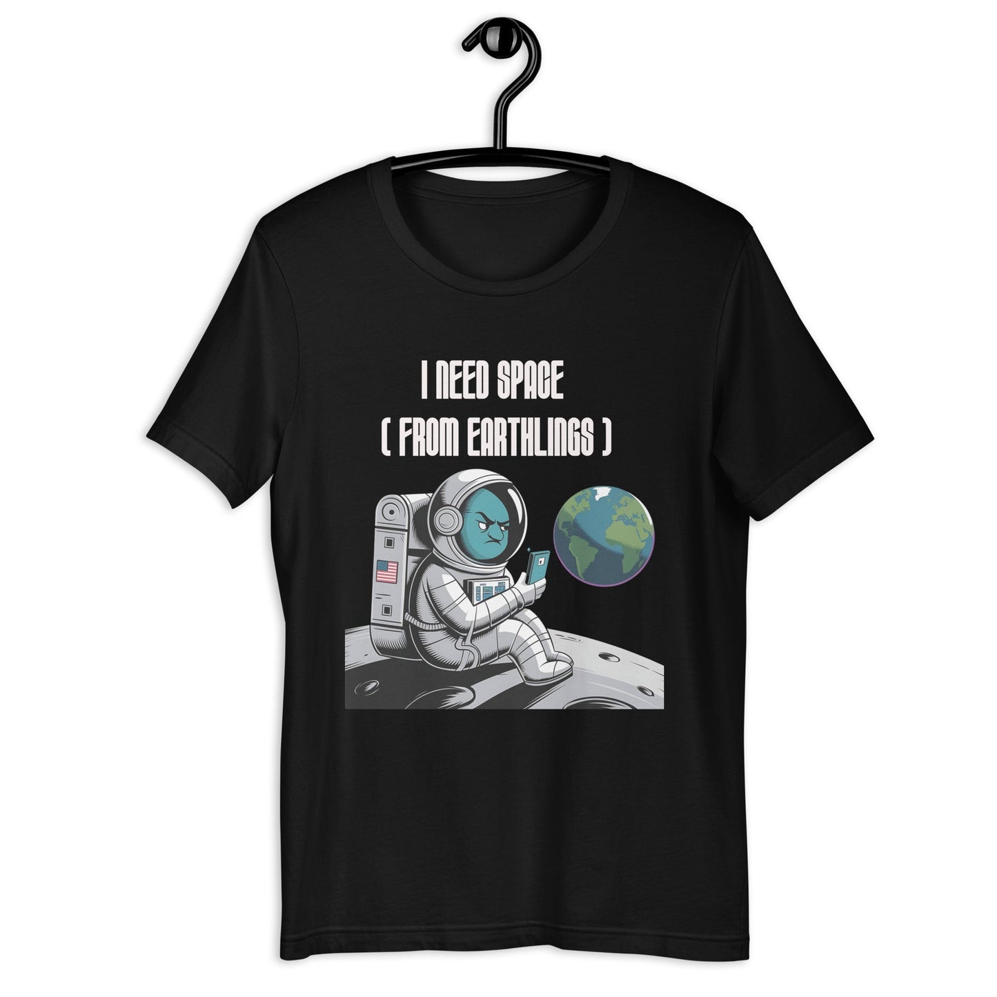 Women's I Need Space From Earthlings Tee – Fun Graphic with Guy on Planet – Soft & Lightweight - Sublimegifts4u.com