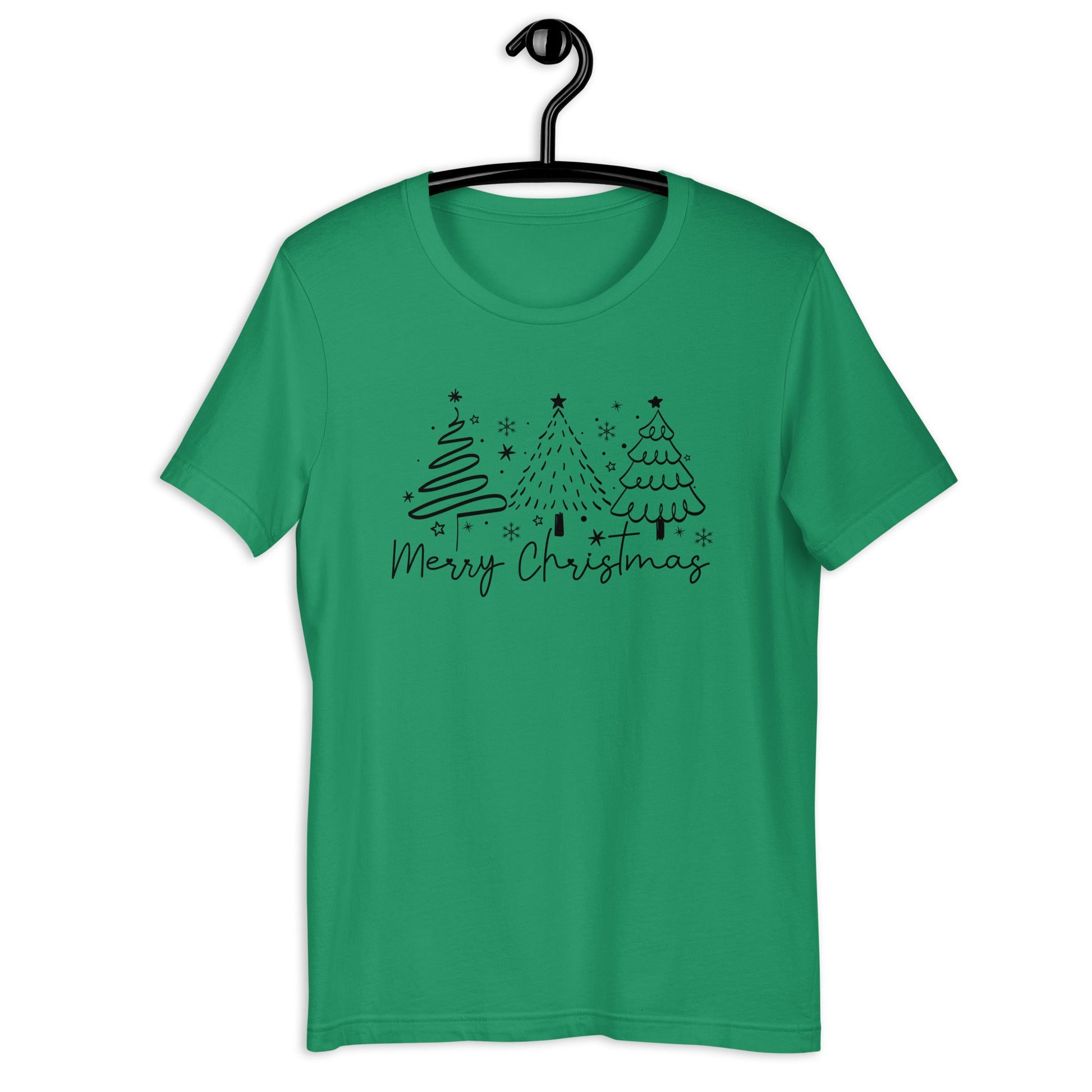 Women's Merry Christmas T-Shirt with 3 Line Art Trees - Soft & Comfortable Holiday Tee - Sublimegifts4u.com