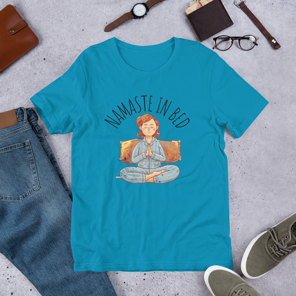 Women's "Namaste in Bed" Meditation Tee - Soft and Lightweight - Sublimegifts4u.com