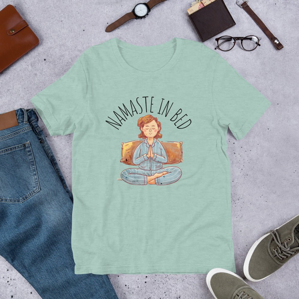 Women's "Namaste in Bed" Meditation Tee - Soft and Lightweight - Sublimegifts4u.com