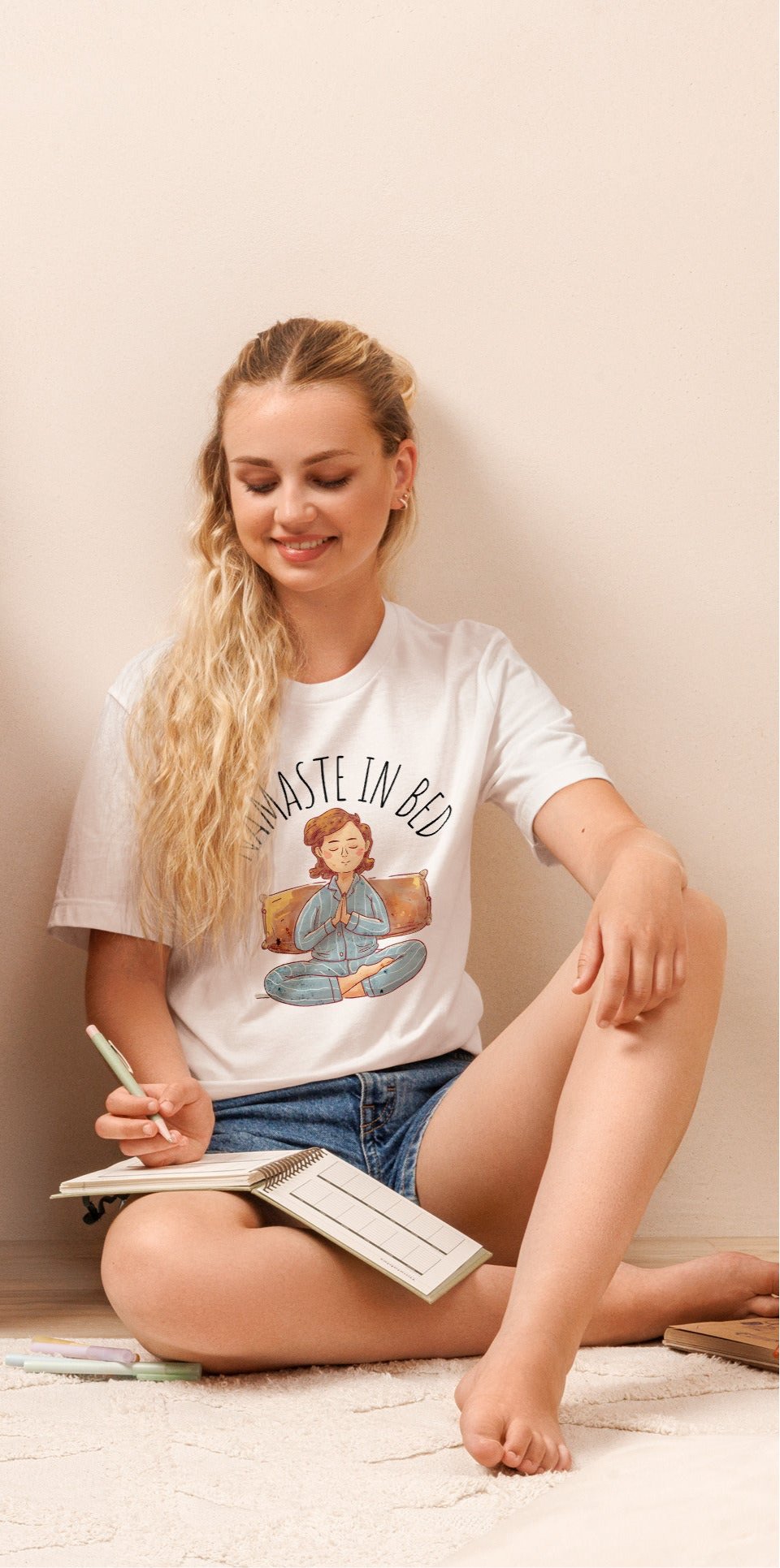 Women's "Namaste in Bed" Meditation Tee - Soft and Lightweight - Sublimegifts4u.com