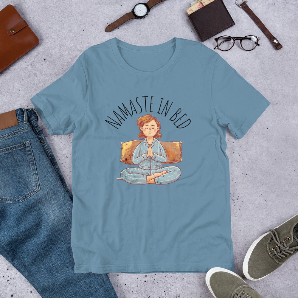 Women's "Namaste in Bed" Meditation Tee - Soft and Lightweight - Sublimegifts4u.com