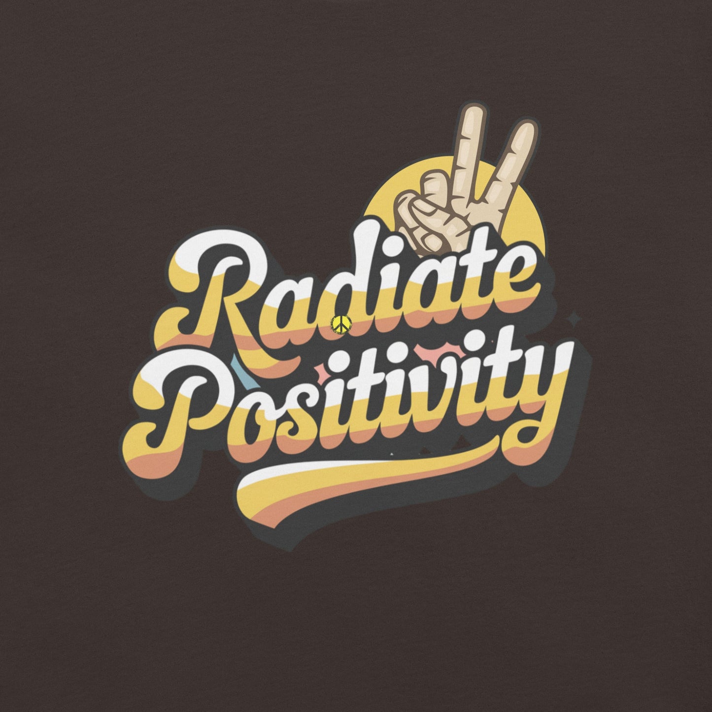 Women's "Radiate Positivity" Tee with Peace Fingers Symbol - Soft and Lightweight - Sublimegifts4u.com