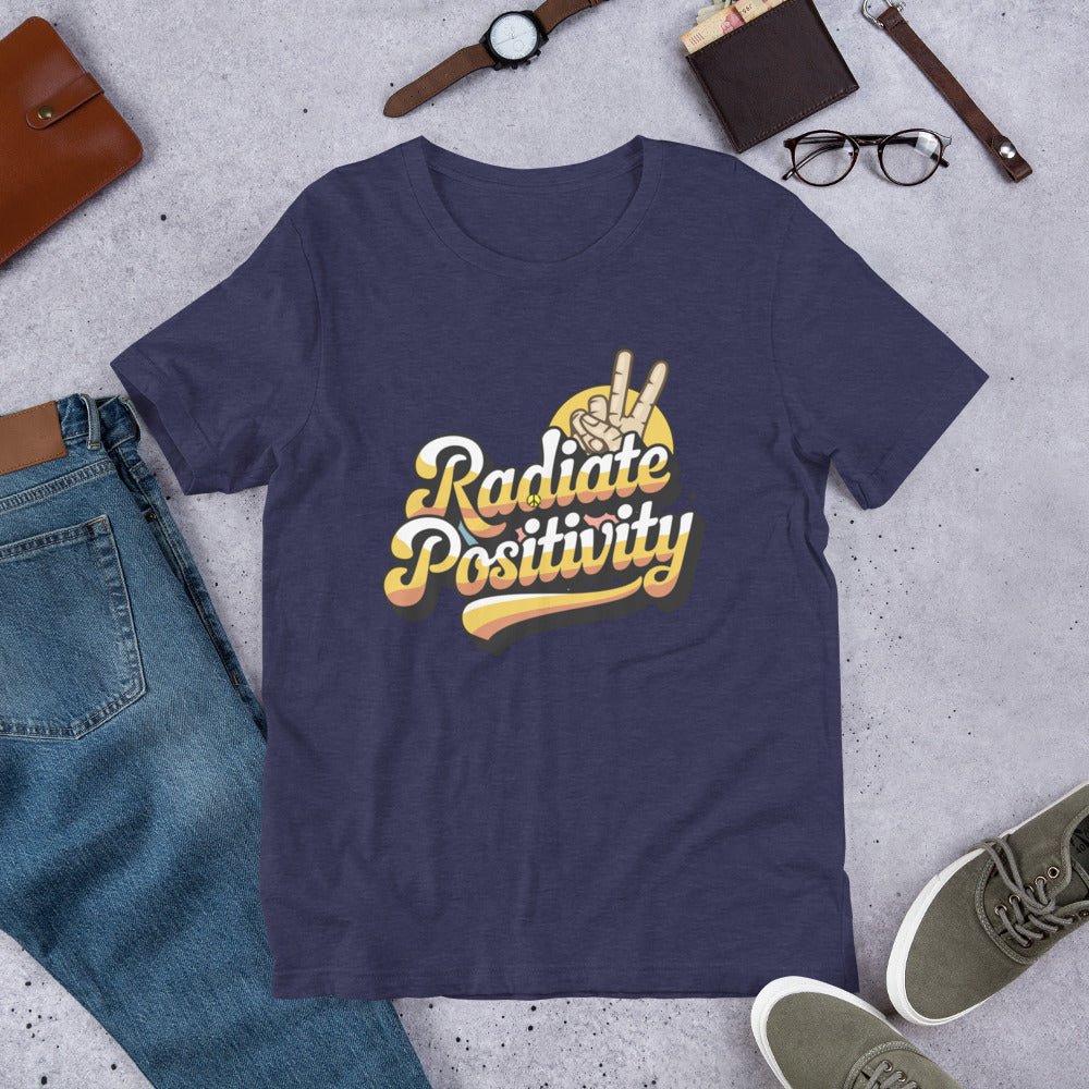 Women's "Radiate Positivity" Tee with Peace Fingers Symbol - Soft and Lightweight - Sublimegifts4u.com