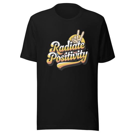 Women's "Radiate Positivity" Tee with Peace Fingers Symbol - Soft and Lightweight - Sublimegifts4u.com