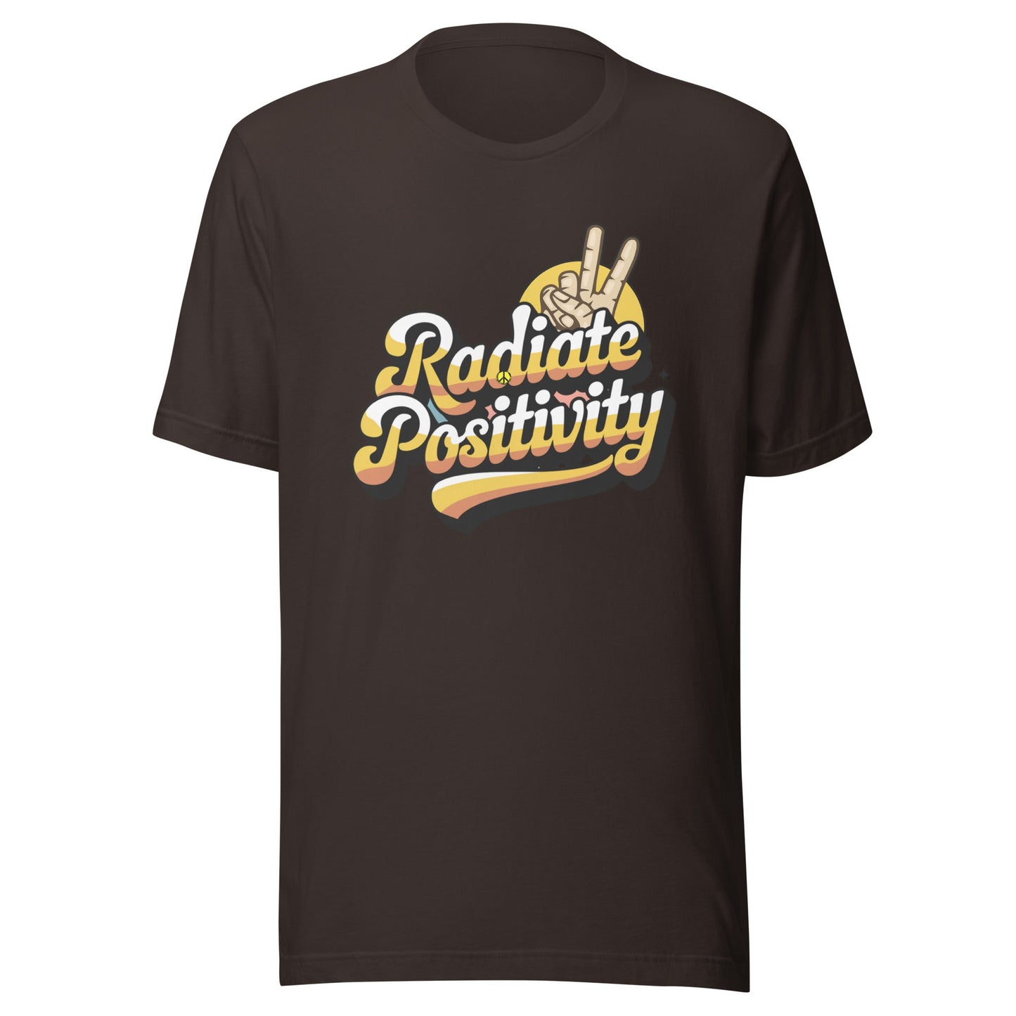 Women's "Radiate Positivity" Tee with Peace Fingers Symbol - Soft and Lightweight - Sublimegifts4u.com