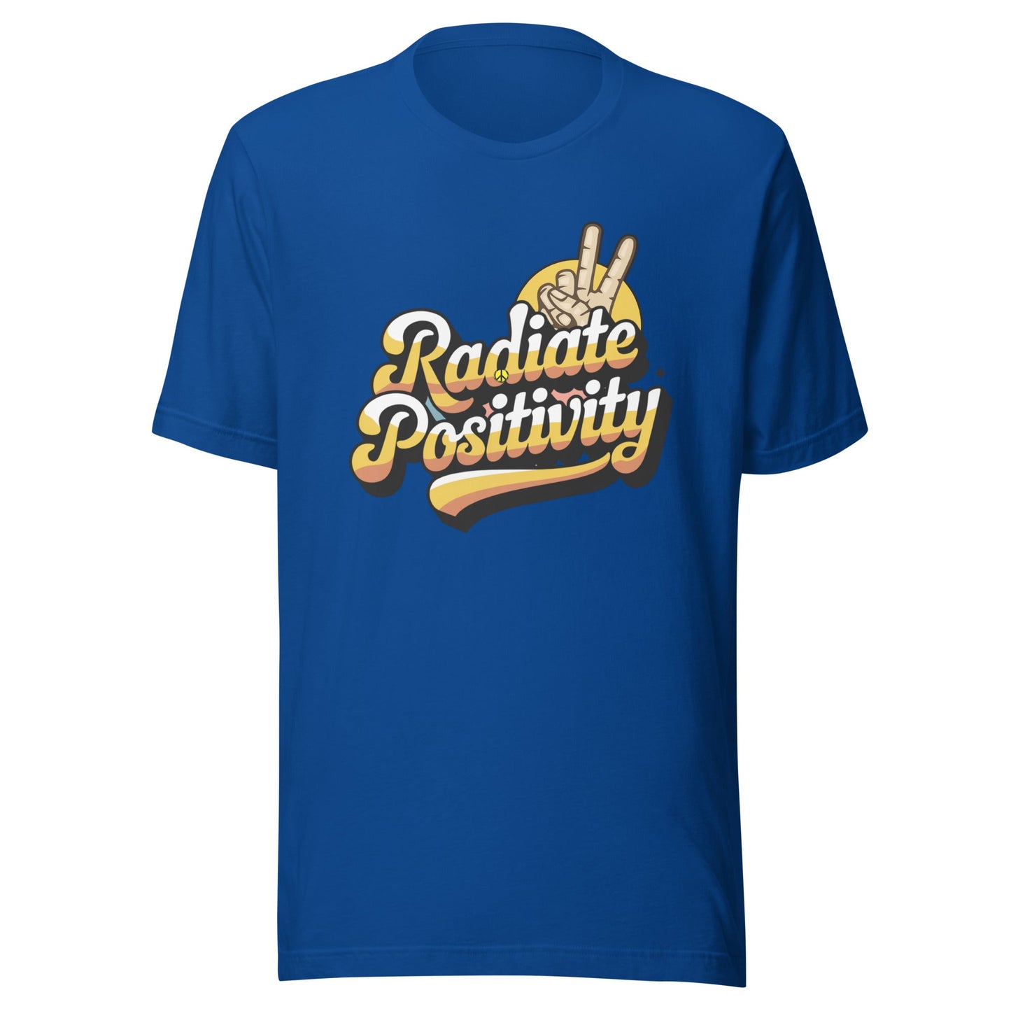 Women's "Radiate Positivity" Tee with Peace Fingers Symbol - Soft and Lightweight - Sublimegifts4u.com