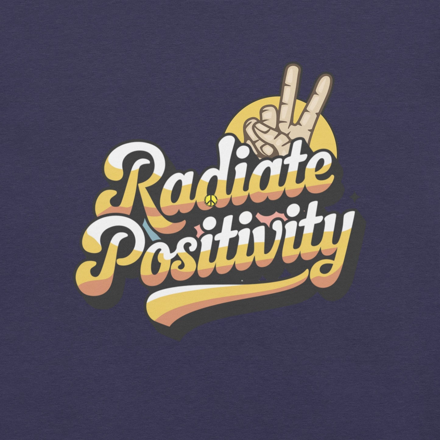 Women's "Radiate Positivity" Tee with Peace Fingers Symbol - Soft and Lightweight - Sublimegifts4u.com