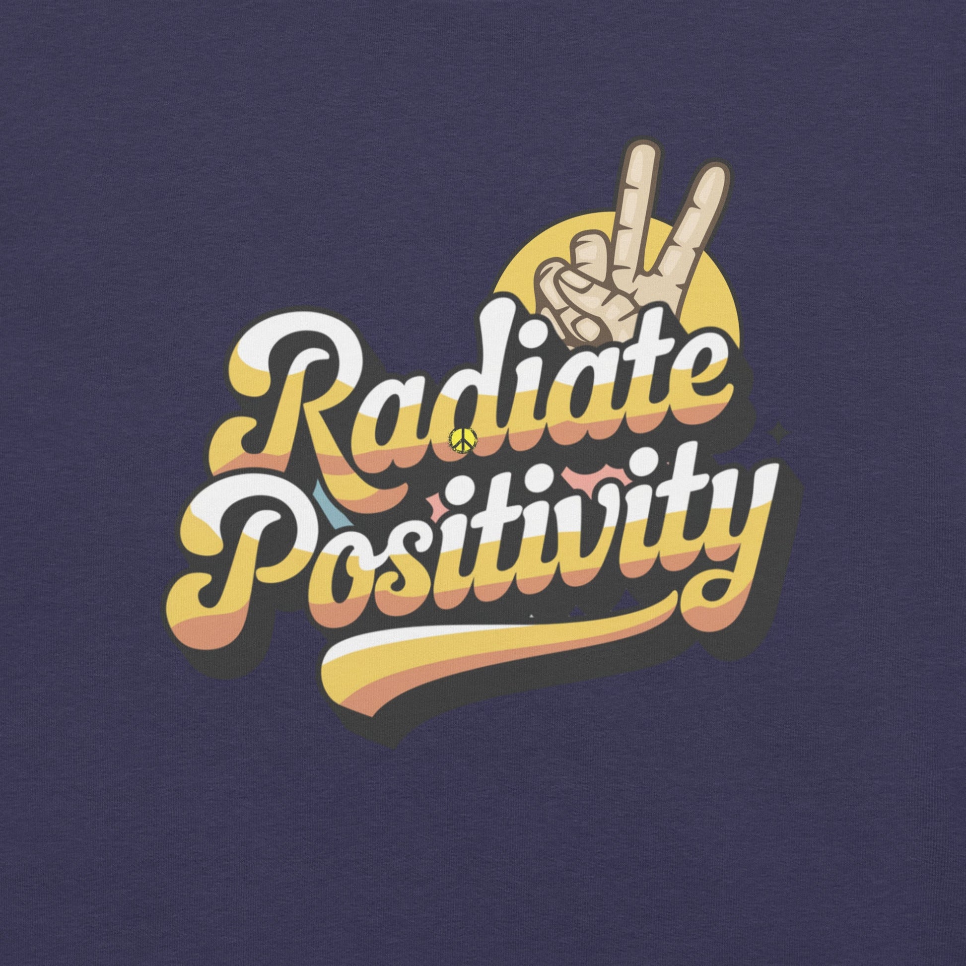 Women's "Radiate Positivity" Tee with Peace Fingers Symbol - Soft and Lightweight - Sublimegifts4u.com