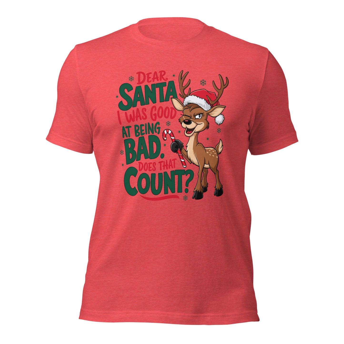 Women’s Reindeer Tee - 'Santa, I Was Good at Being Bad' Design - Sublimegifts4u.com