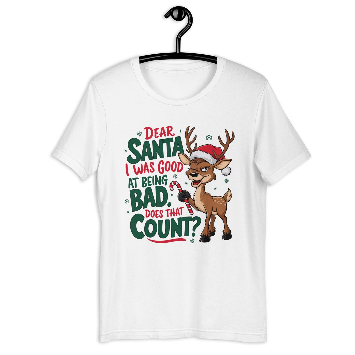 Women’s Reindeer Tee - 'Santa, I Was Good at Being Bad' Design - Sublimegifts4u.com