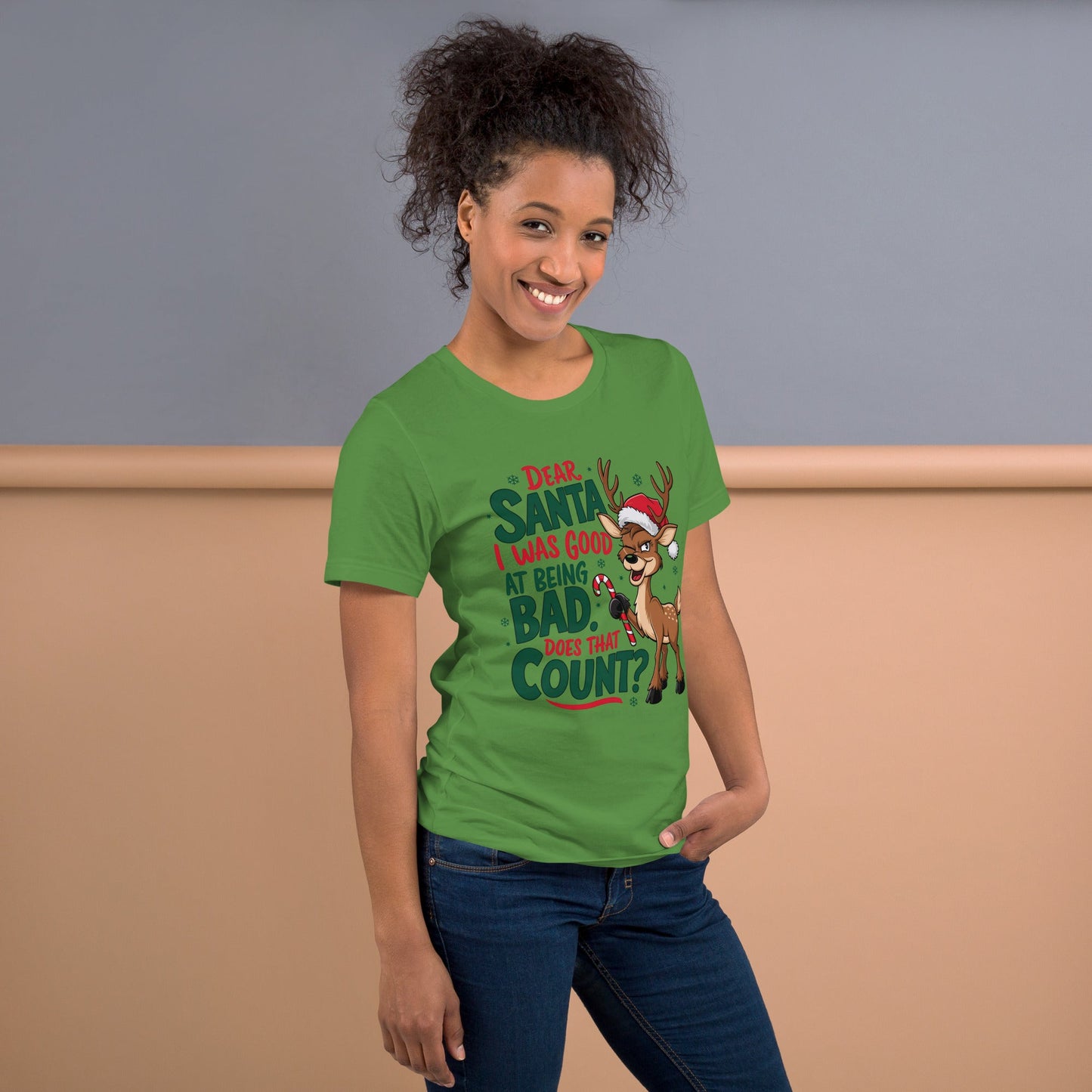 Women’s Reindeer Tee - 'Santa, I Was Good at Being Bad' Design - Sublimegifts4u.com