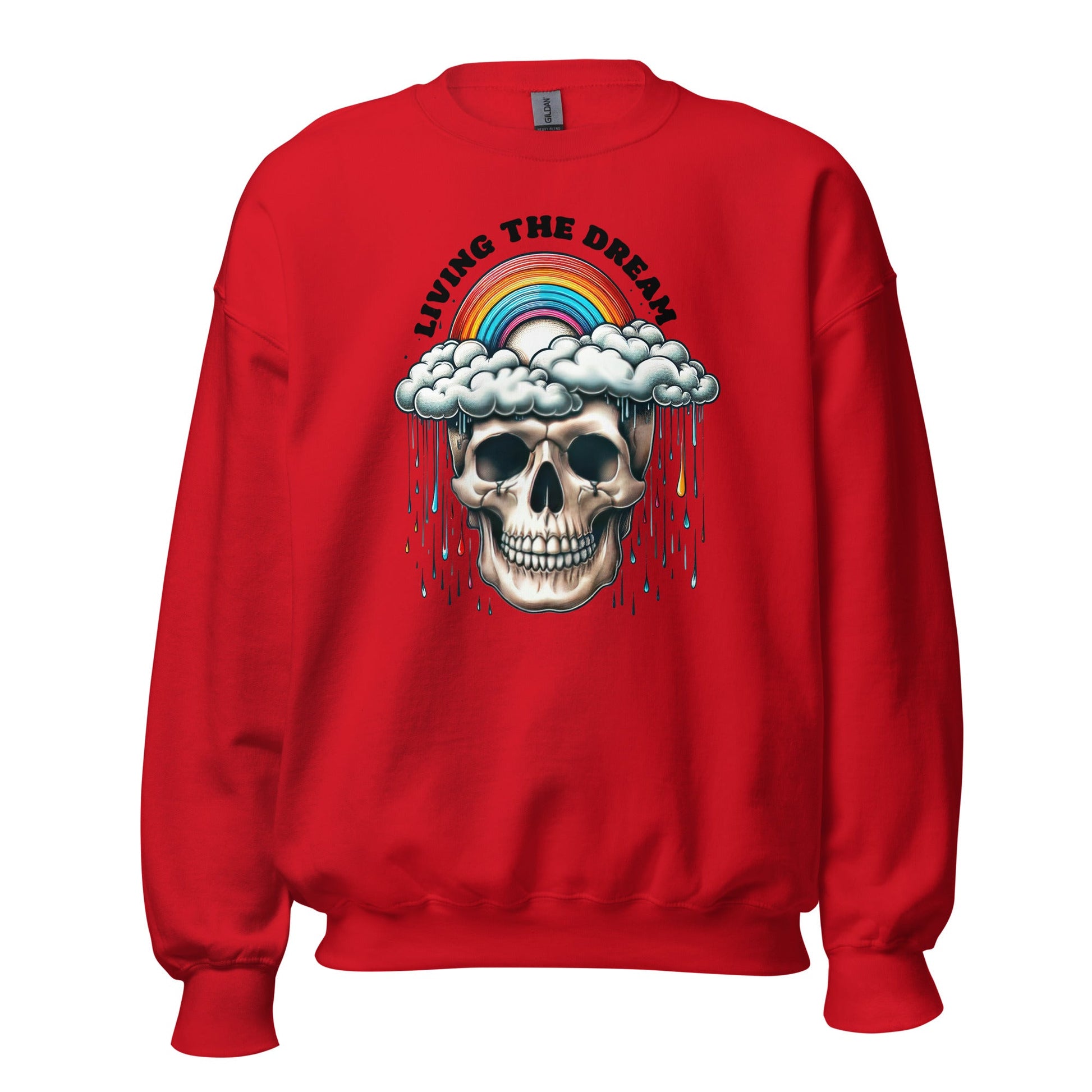 Women’s Skull & Rainbow Sweatshirt | ‘Living the Dream’ | Cozy & Classic Fit - Sublimegifts4u.com