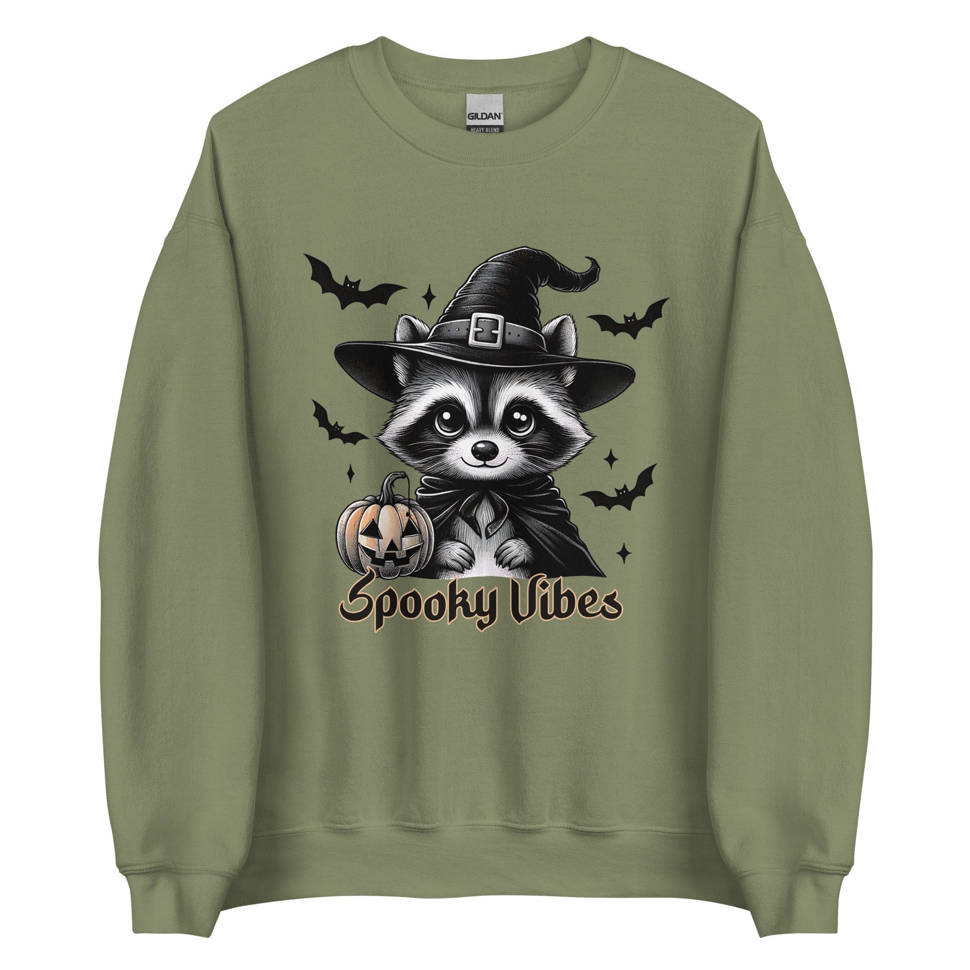 Womens 'Spooky Vibes' Halloween Raccoon Sweatshirt - Cozy & Cute for Fall - Sublimegifts4u.com