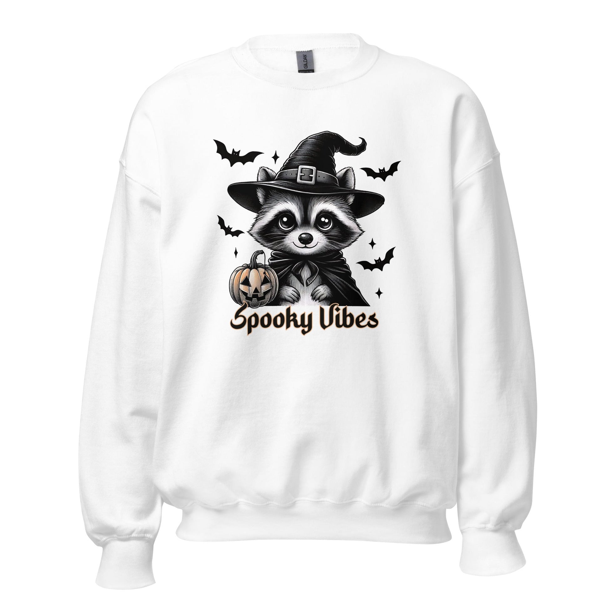 Womens 'Spooky Vibes' Halloween Raccoon Sweatshirt - Cozy & Cute for Fall - Sublimegifts4u.com