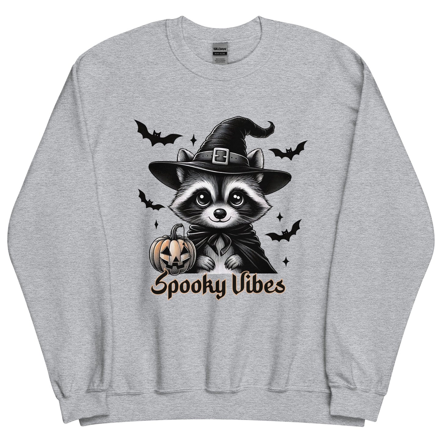 Womens 'Spooky Vibes' Halloween Raccoon Sweatshirt - Cozy & Cute for Fall - Sublimegifts4u.com