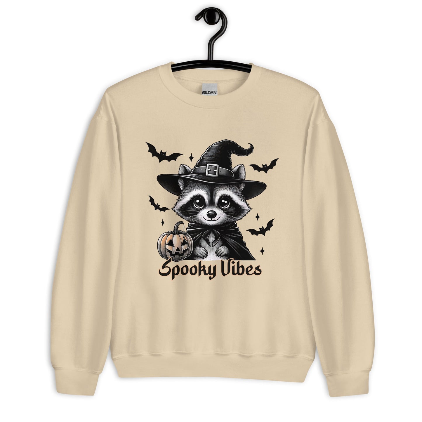 Womens 'Spooky Vibes' Halloween Raccoon Sweatshirt - Cozy & Cute for Fall - Sublimegifts4u.com