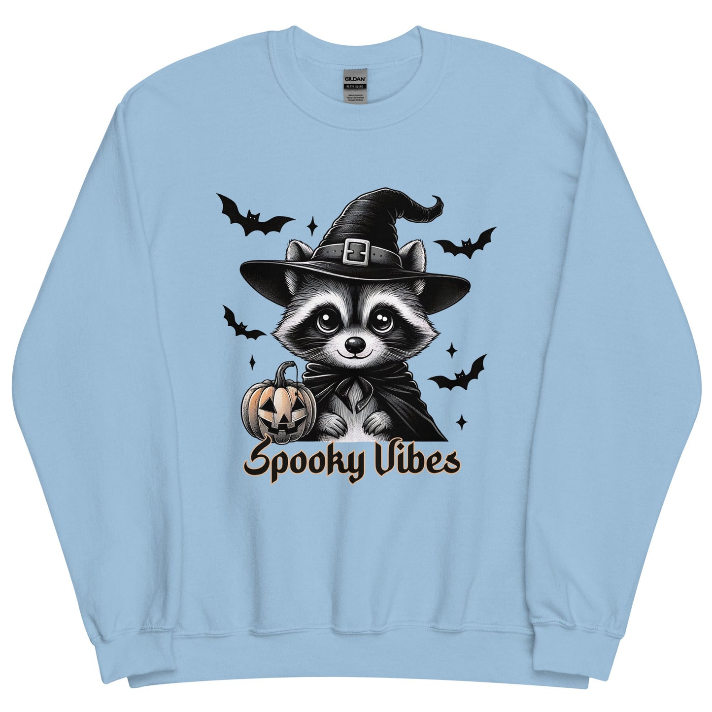 Womens 'Spooky Vibes' Halloween Raccoon Sweatshirt - Cozy & Cute for Fall - Sublimegifts4u.com