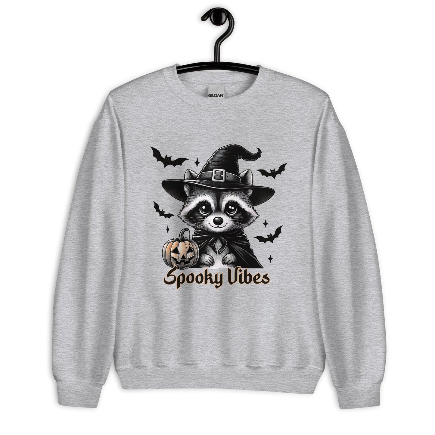 Womens 'Spooky Vibes' Halloween Raccoon Sweatshirt - Cozy & Cute for Fall - Sublimegifts4u.com