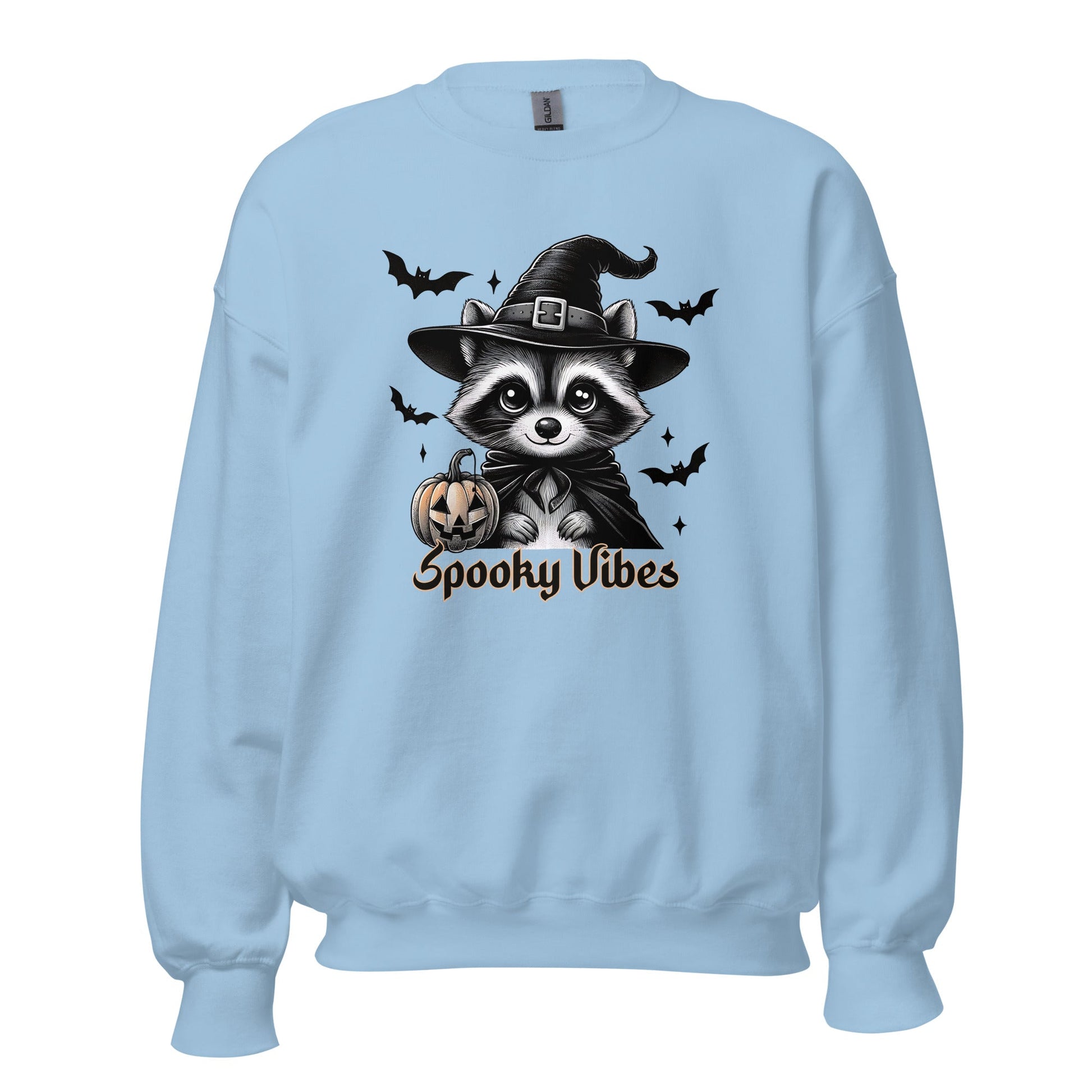 Womens 'Spooky Vibes' Halloween Raccoon Sweatshirt - Cozy & Cute for Fall - Sublimegifts4u.com