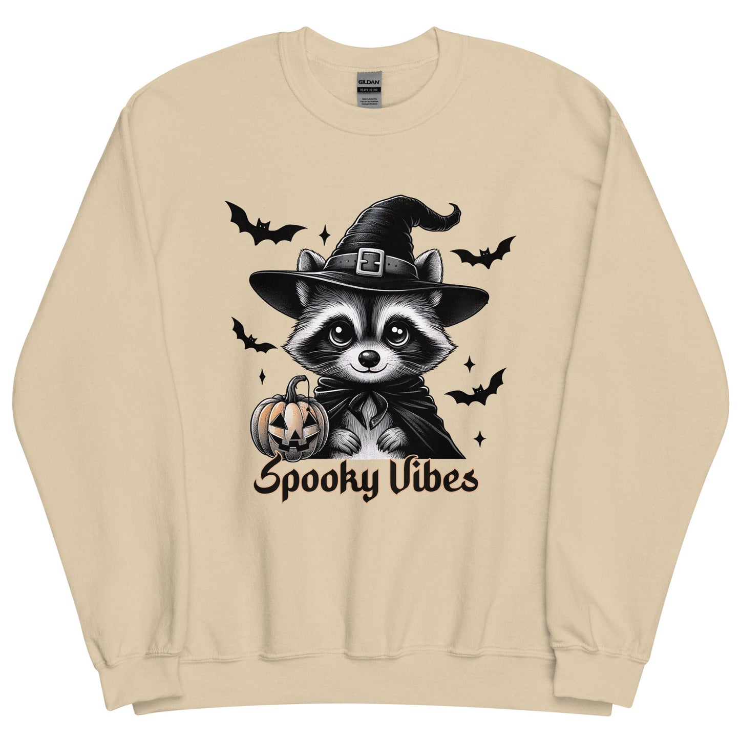 Womens 'Spooky Vibes' Halloween Raccoon Sweatshirt - Cozy & Cute for Fall - Sublimegifts4u.com