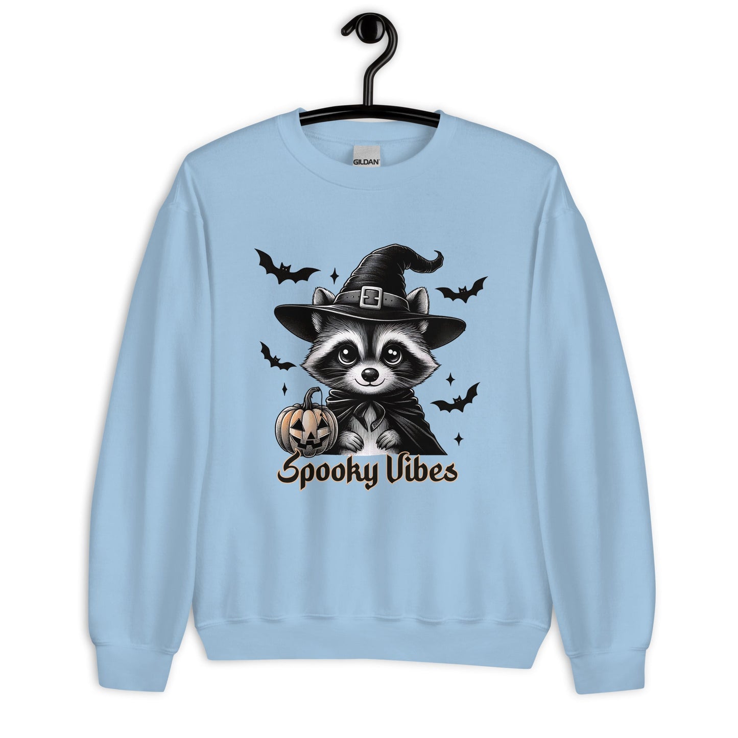 Womens 'Spooky Vibes' Halloween Raccoon Sweatshirt - Cozy & Cute for Fall - Sublimegifts4u.com