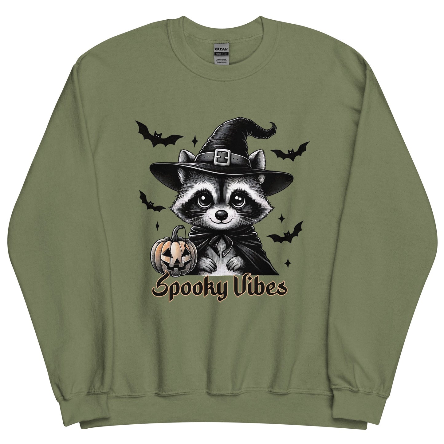 Womens 'Spooky Vibes' Halloween Raccoon Sweatshirt - Cozy & Cute for Fall - Sublimegifts4u.com