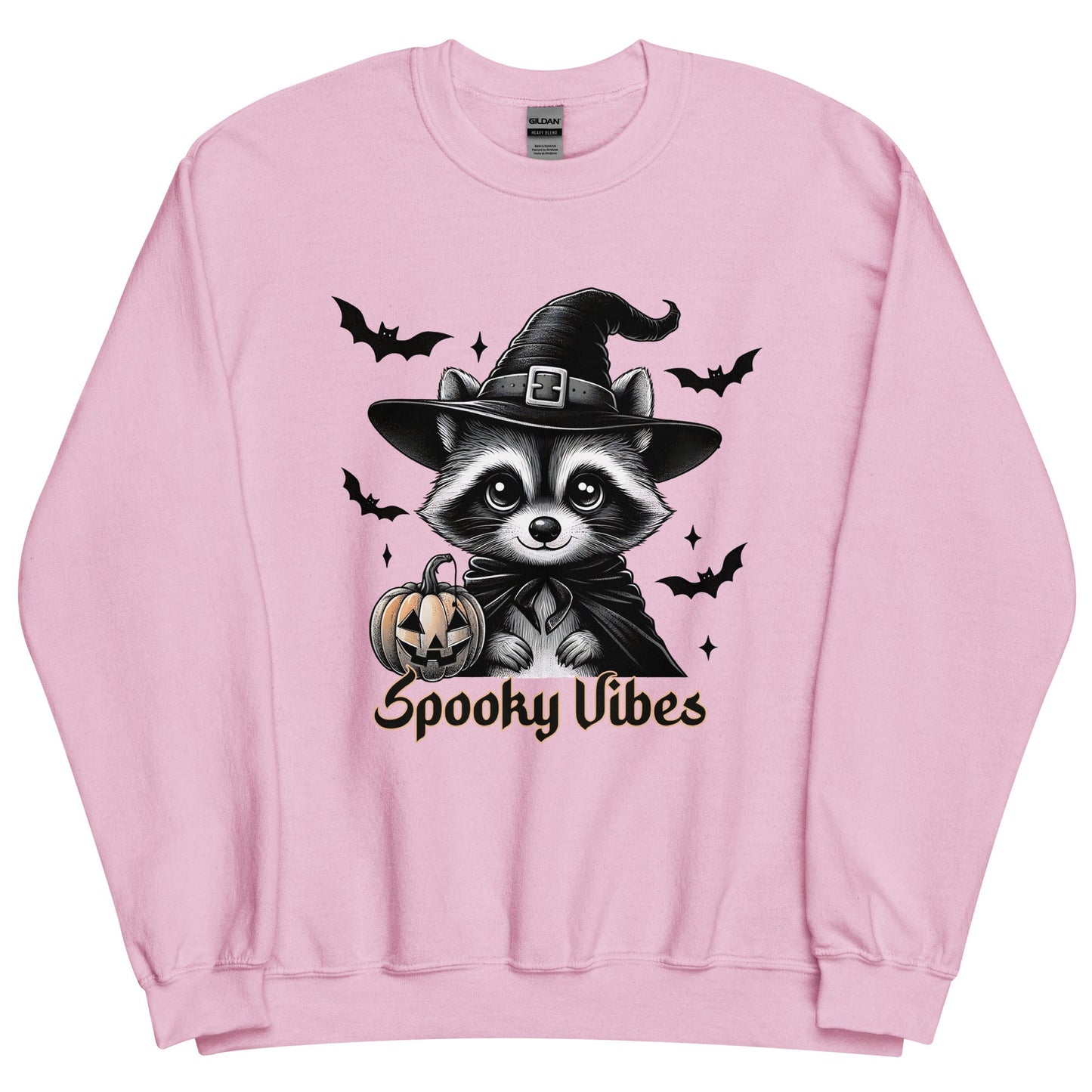 Womens 'Spooky Vibes' Halloween Raccoon Sweatshirt - Cozy & Cute for Fall - Sublimegifts4u.com