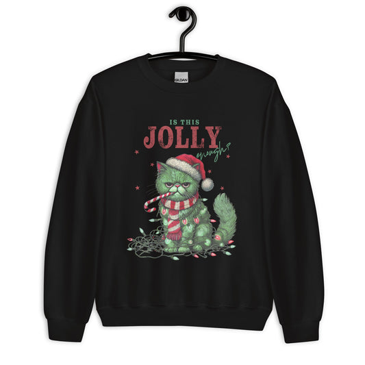 Women’s Sweatshirt – "Is This Jolly Enough?" Grumpy Christmas Cat Sweater - Sublimegifts4u.com